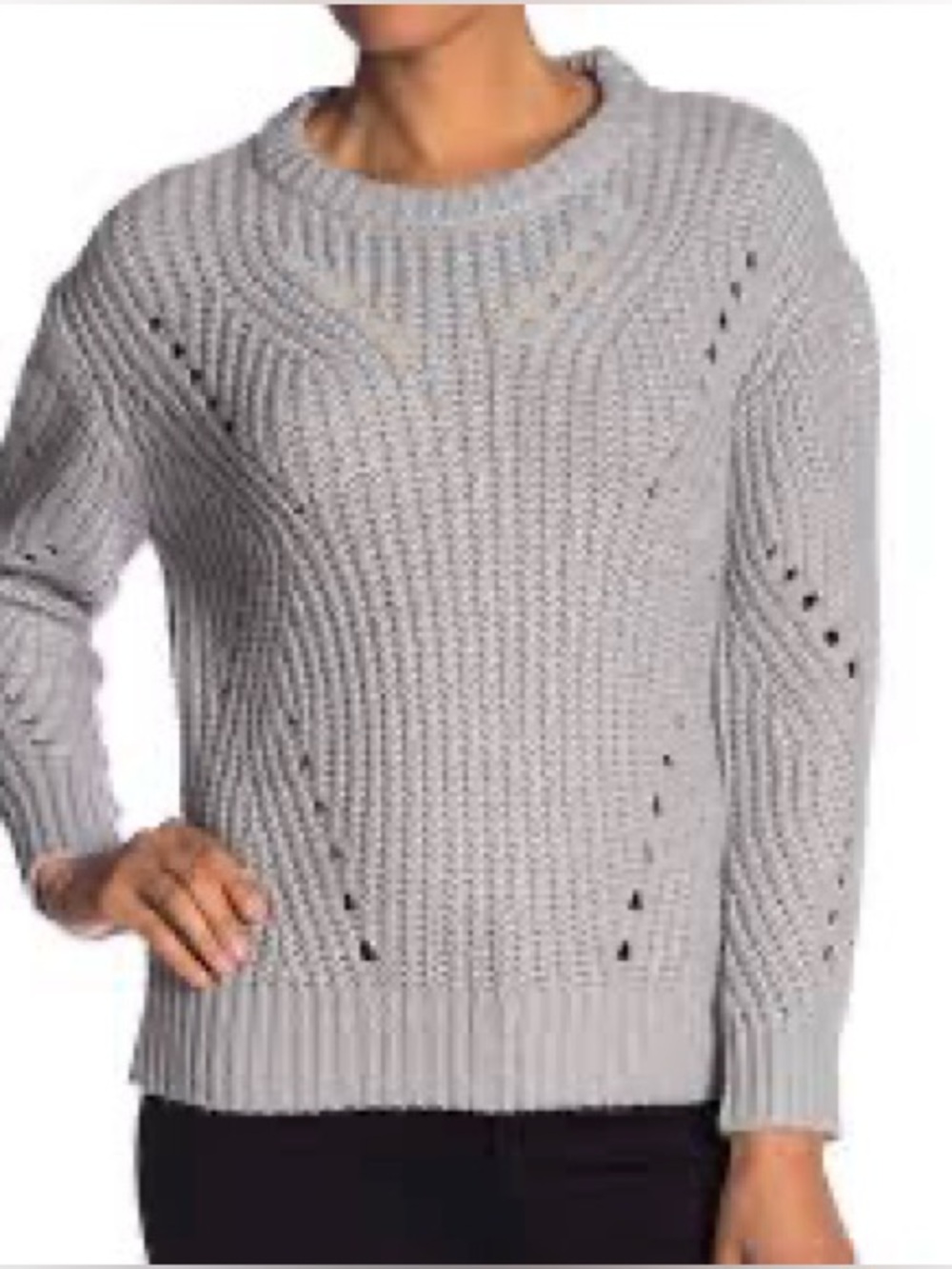 MICHAEL KORS SIZE XL~RIB POINTELLE KNIT SWEATER SOFT WOOL MOHAIR BLEND ~CREWNECK